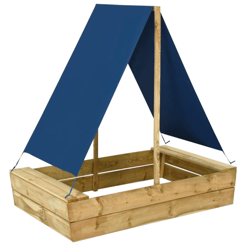 Katusega puidust liivakast lastele, immutatud männipuit, 80 x 60 x 97,5 cm