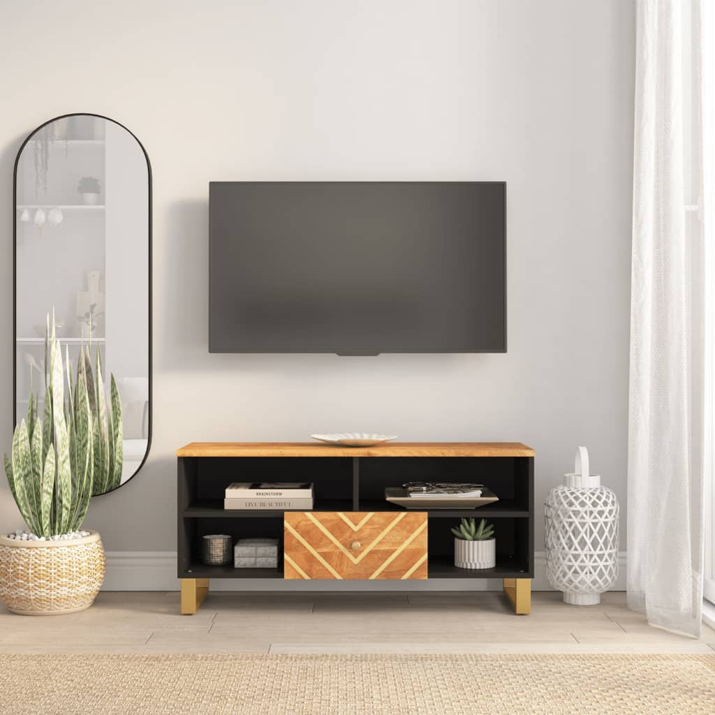 TV-alus, Kapp, Pruun Ja Must, 100X33,5X46 cm, Mangopuit