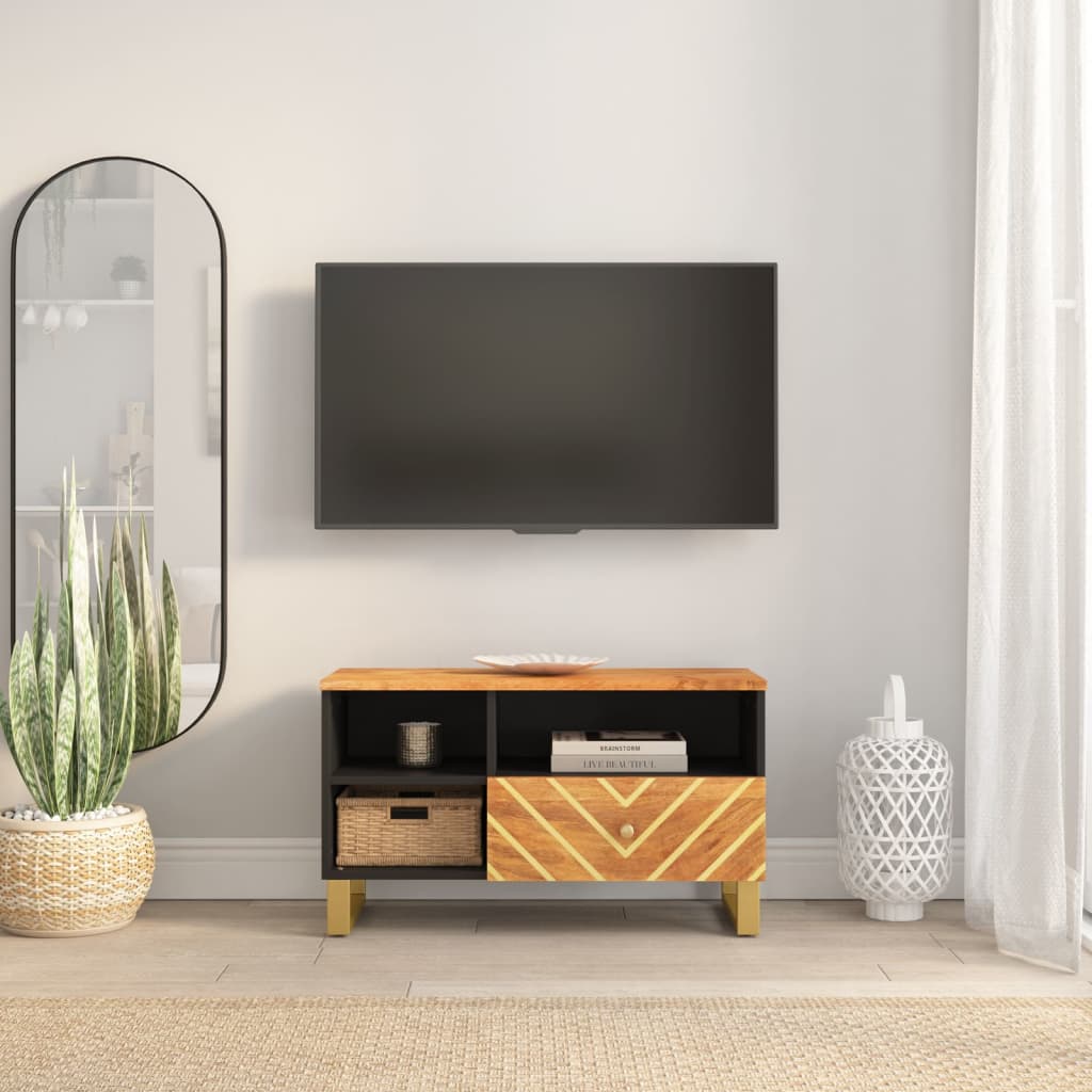 Mangopuidust TV-alus 80 cm – Pruun/Must
