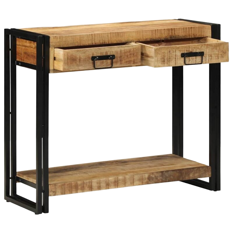 Puidust konsoollaud 2 sahtli ja riiuliga 120 cm