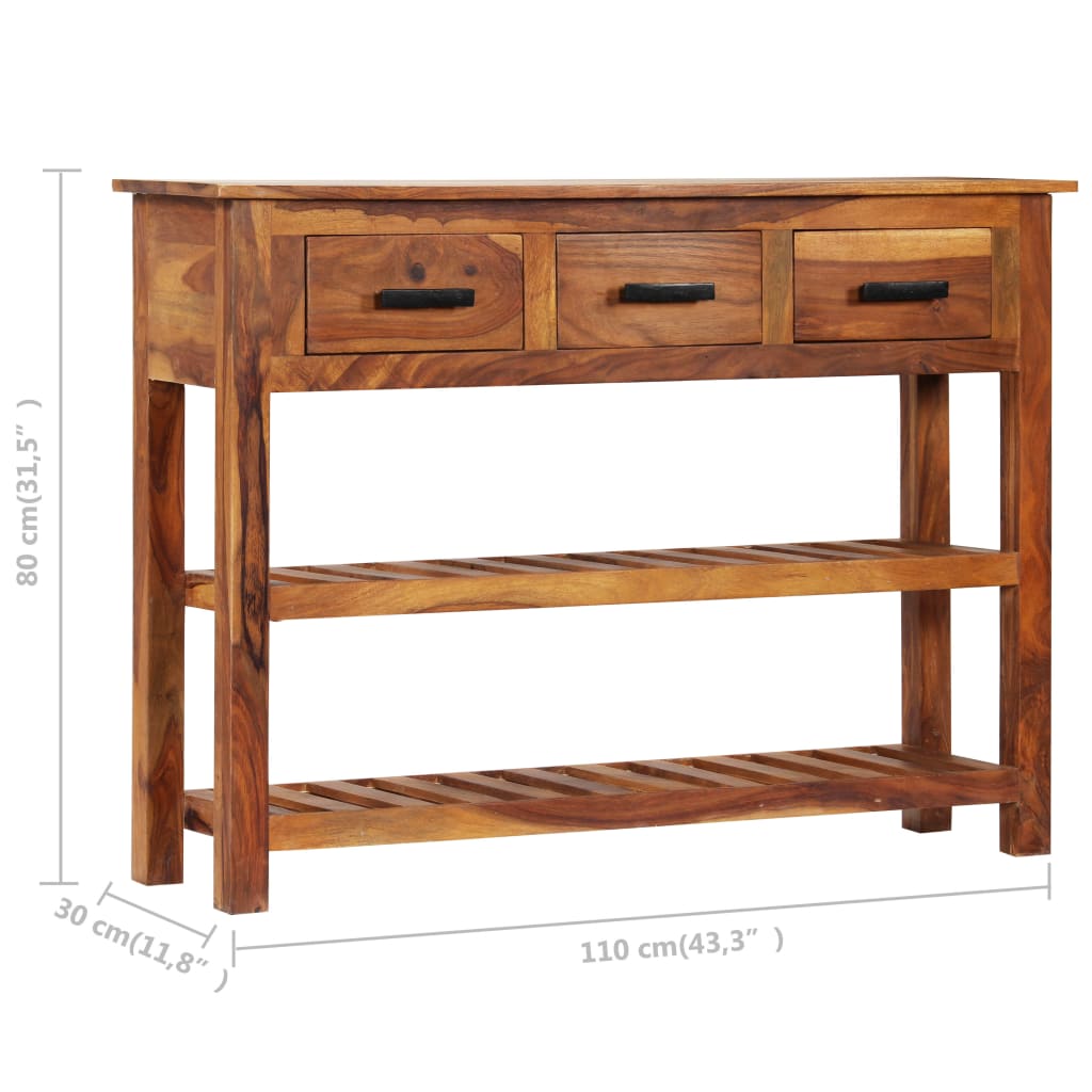 Puhvetkapp 3 sahtli ja 2 riiuliga 110 × 30 × 80 cm – täispuit - Pilt 9