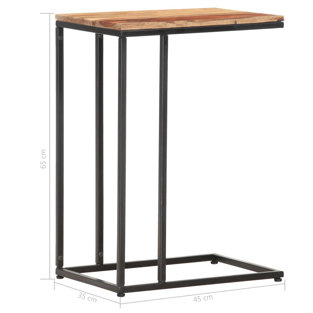 C-kujuline külglaud 35 × 45 × 65 cm – täispuit ja teras - Pilt 7