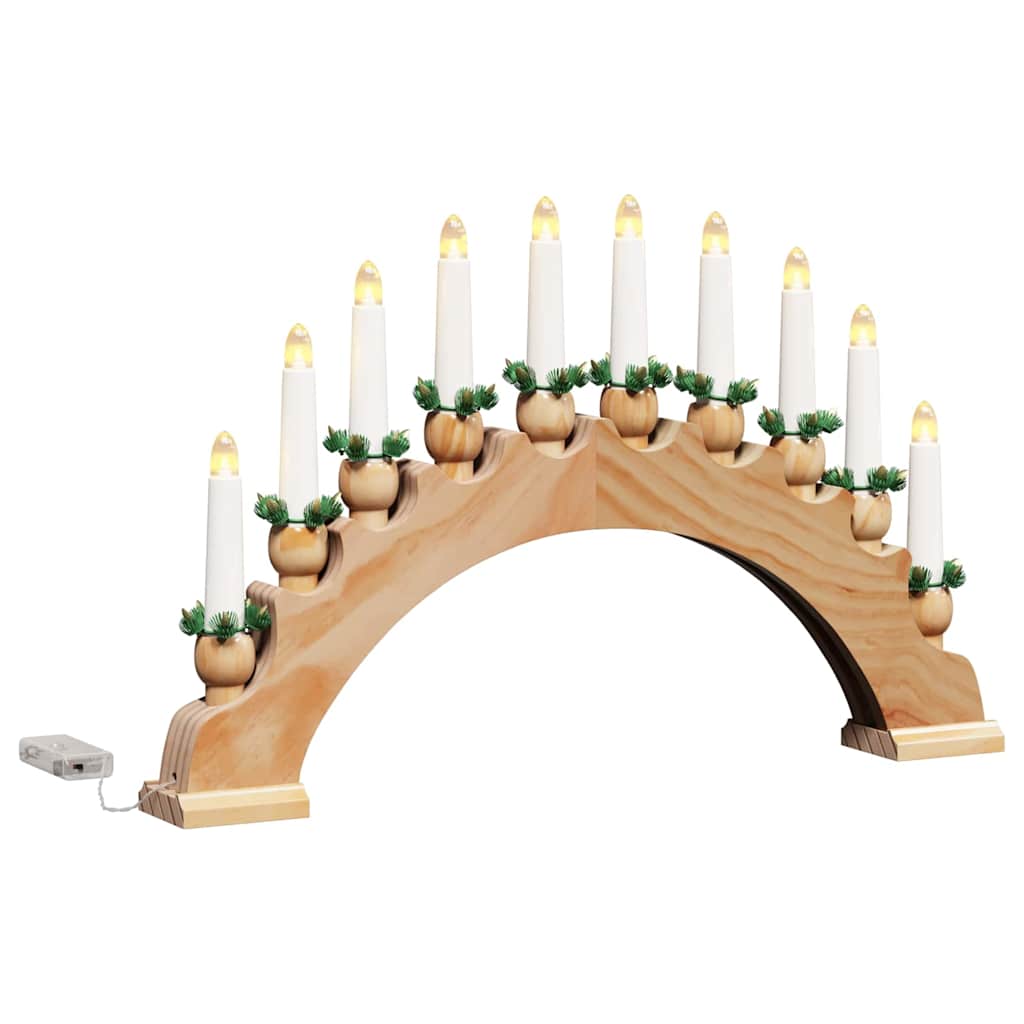 Puidust küünlakaar 10 LED-küünlaga – soe valge valgus - Pilt 2