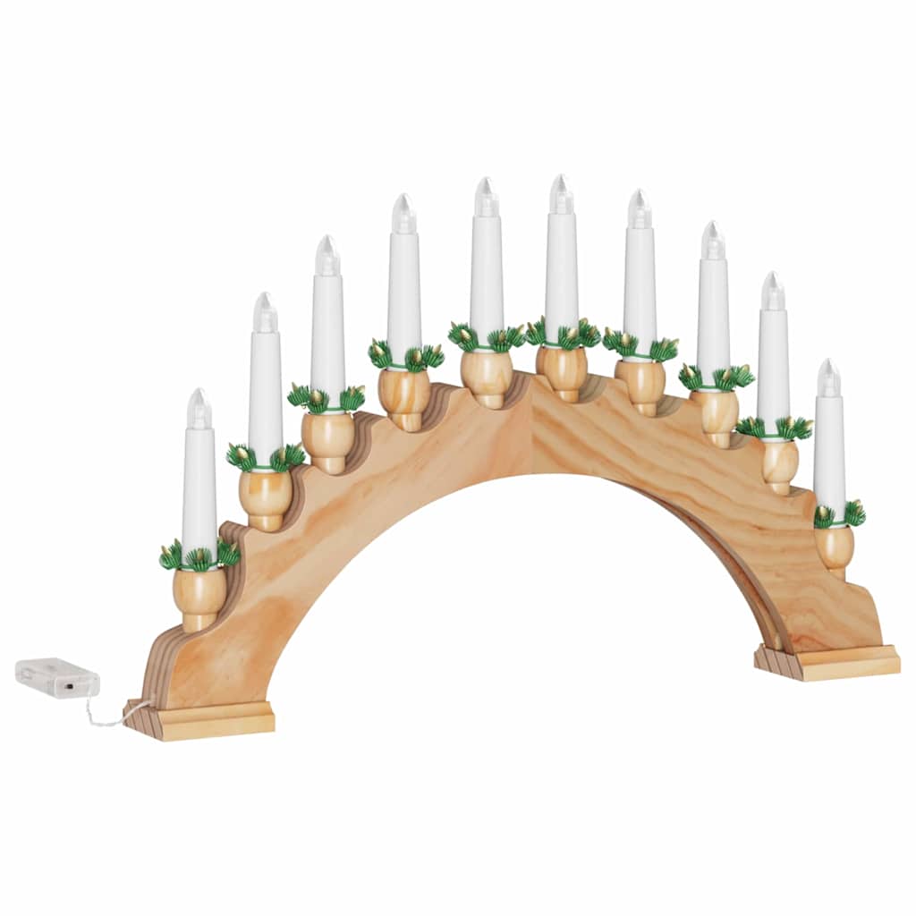 Puidust küünlakaar 10 LED-küünlaga – soe valge valgus - Pilt 4