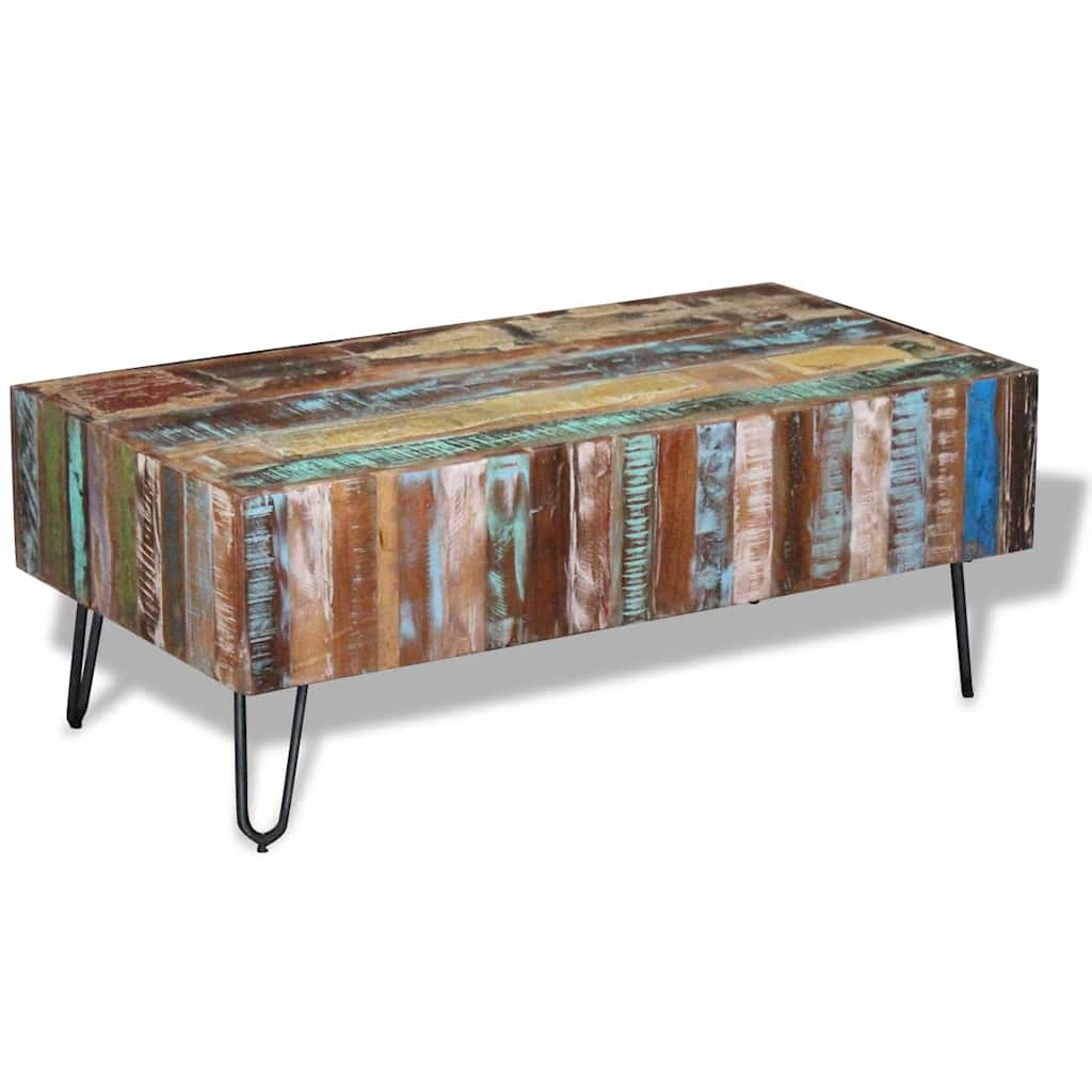 Taaskasutatud puidust diivanilaud, 100 × 50 × 38 cm - Pilt 2