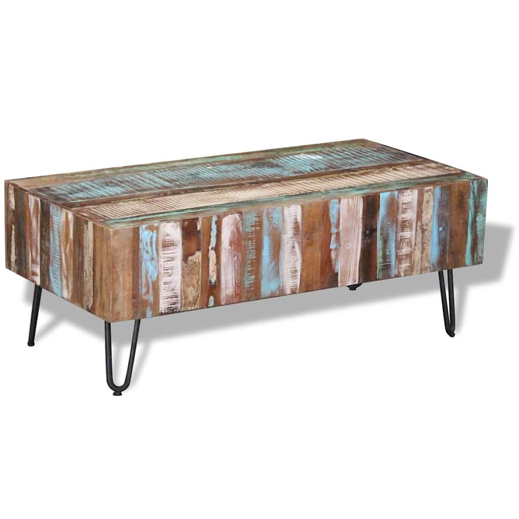 Taaskasutatud puidust diivanilaud, 100 × 50 × 38 cm - Pilt 4
