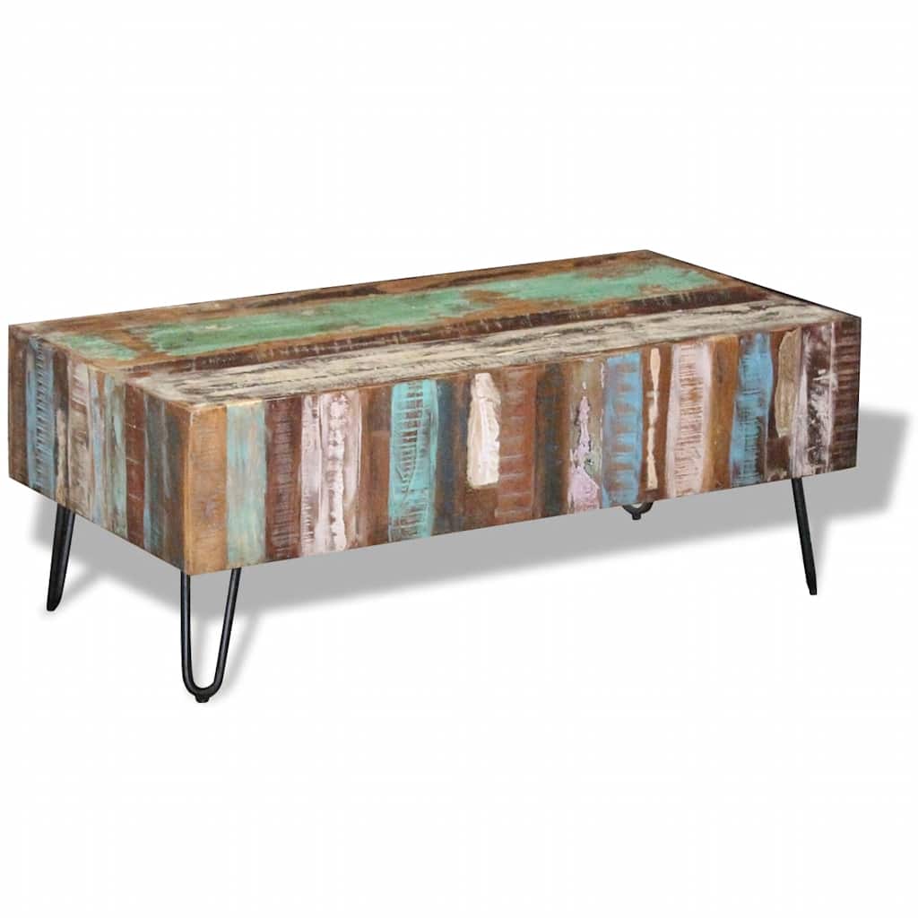 Taaskasutatud puidust diivanilaud, 100 × 50 × 38 cm - Pilt 6