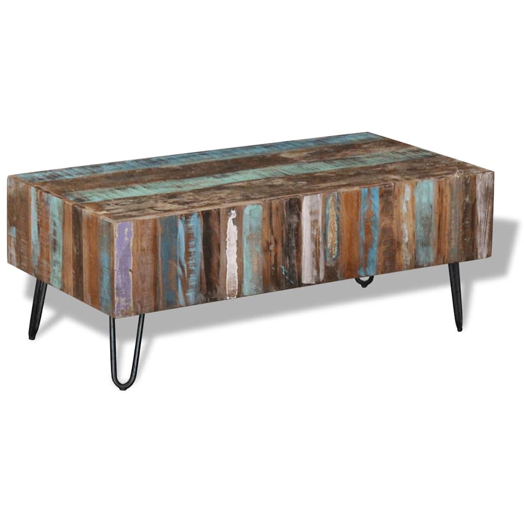 Taaskasutatud puidust diivanilaud, 100 × 50 × 38 cm - Pilt 7