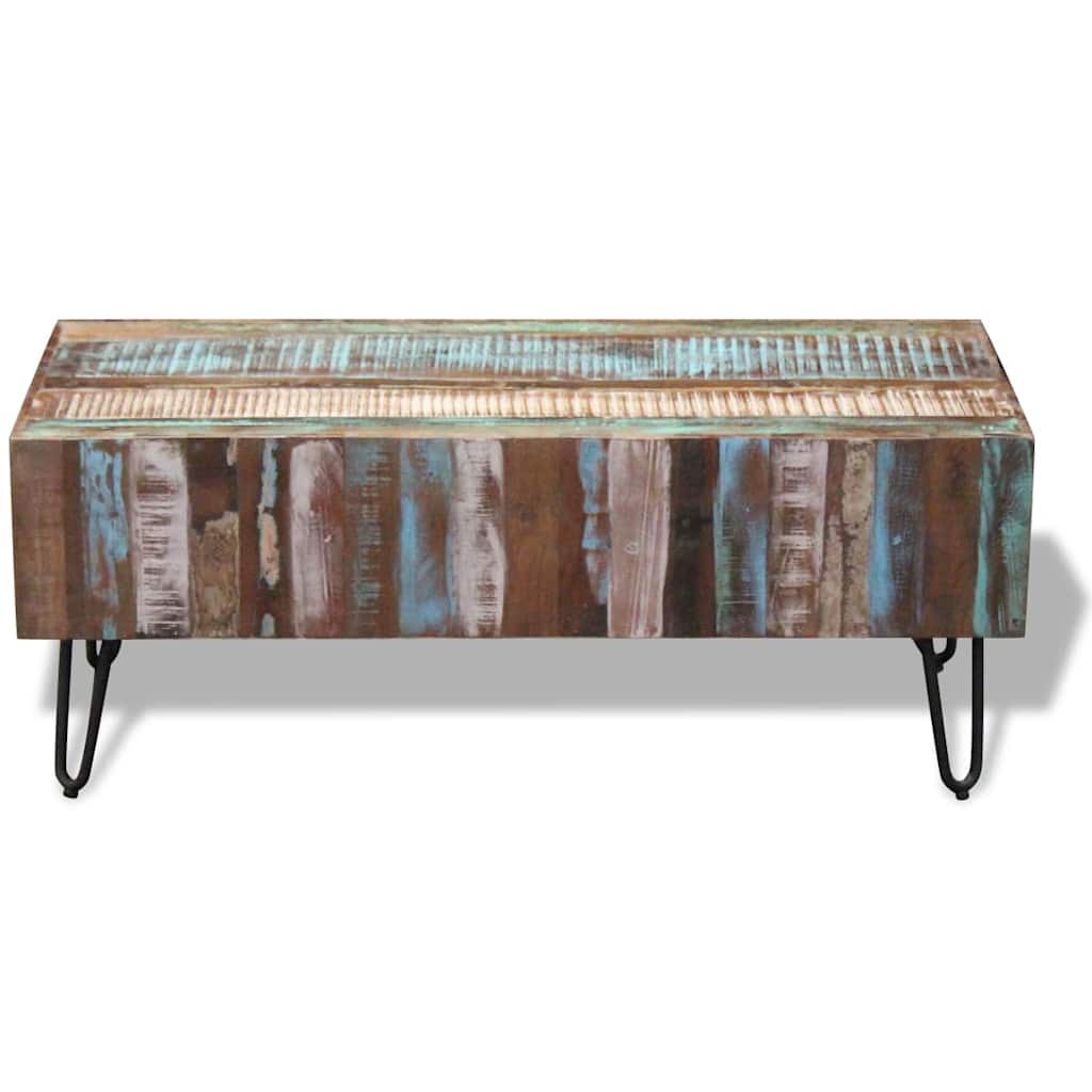 Taaskasutatud puidust diivanilaud, 100 × 50 × 38 cm - Pilt 8