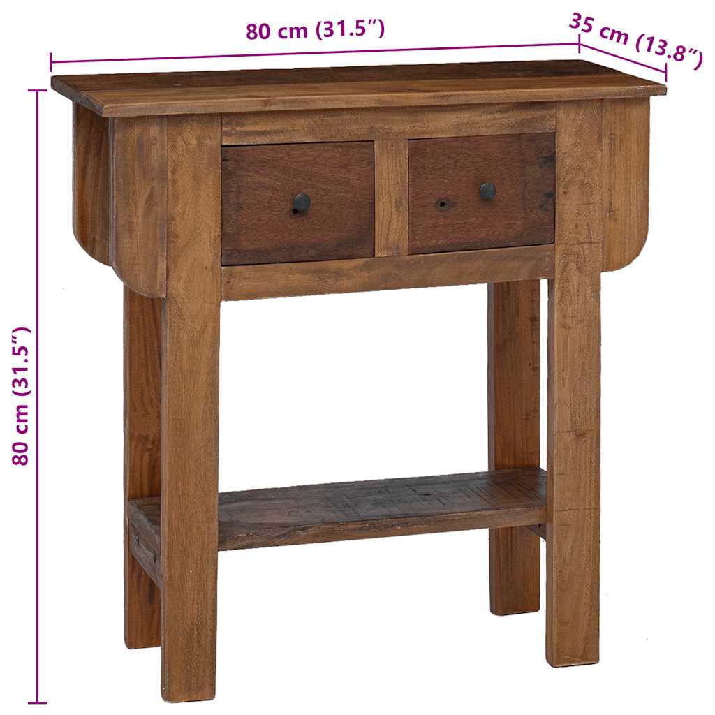 Kahe sahtliga puidust konsoollaud, 80 × 35 × 80 cm - Pilt 11