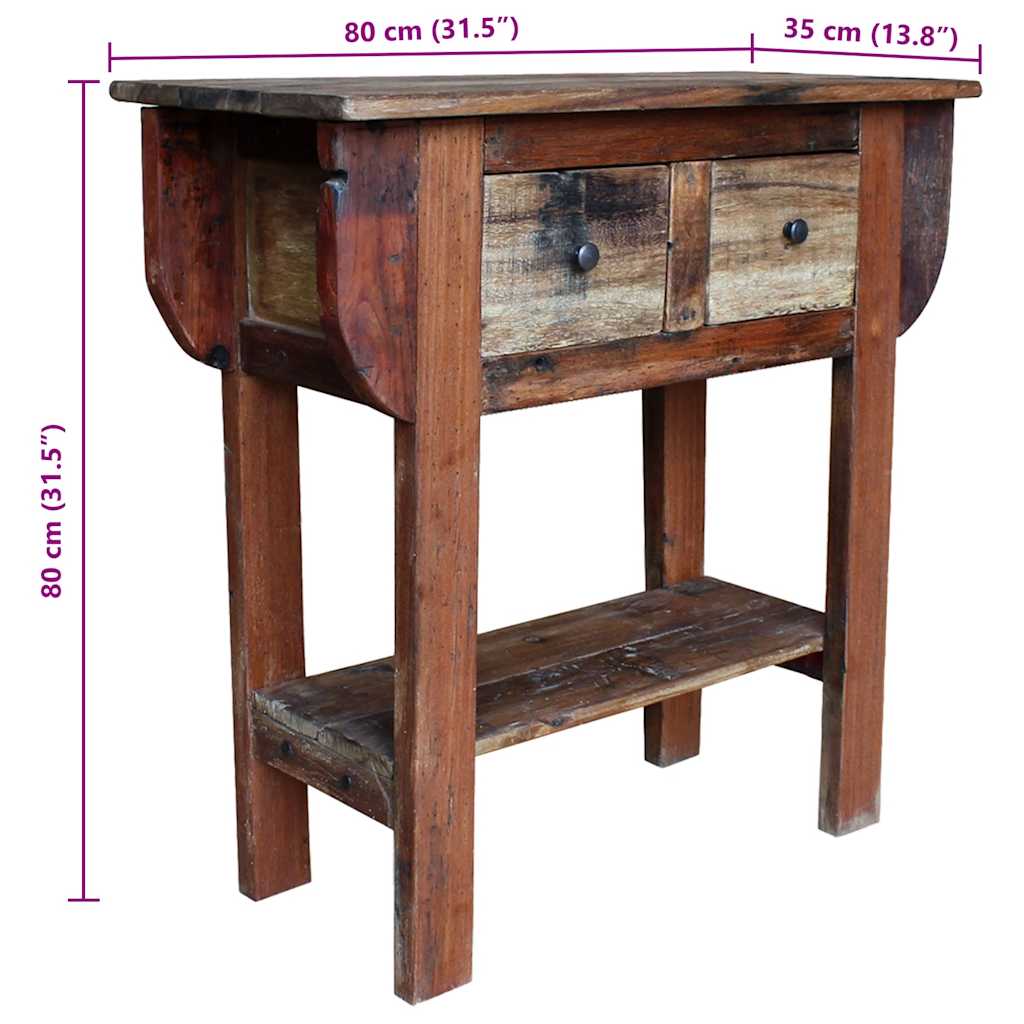 Kahe sahtliga puidust konsoollaud, 80 × 35 × 80 cm - Pilt 6
