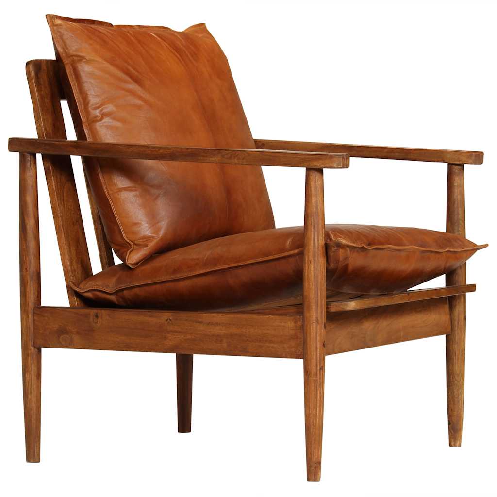 Nahast tugitool akaatsiapuidust raamiga, 52 × 65 × 72 cm - Pilt 2