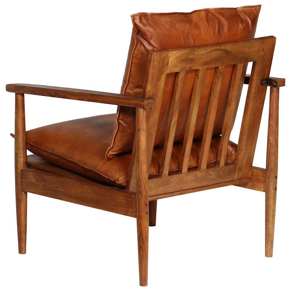 Nahast tugitool akaatsiapuidust raamiga, 52 × 65 × 72 cm - Pilt 6