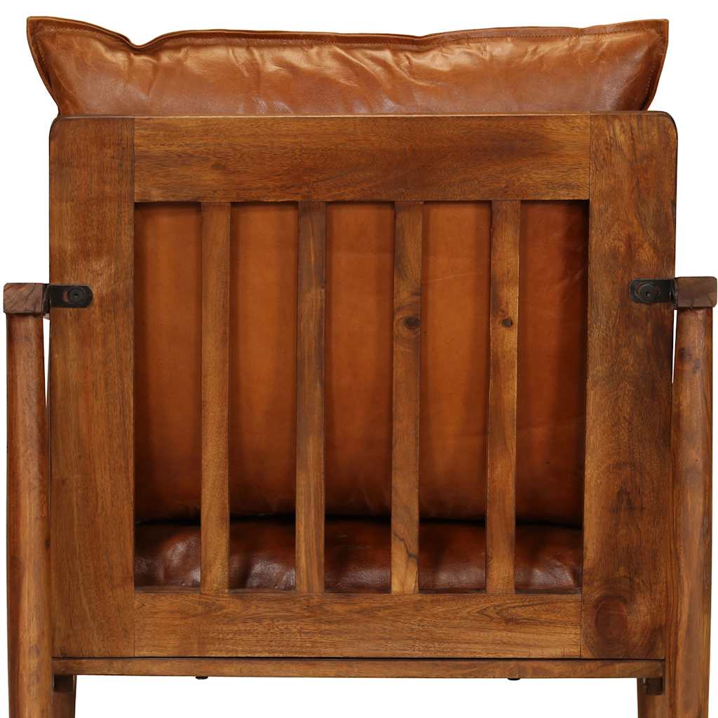 Nahast tugitool akaatsiapuidust raamiga, 52 × 65 × 72 cm - Pilt 7