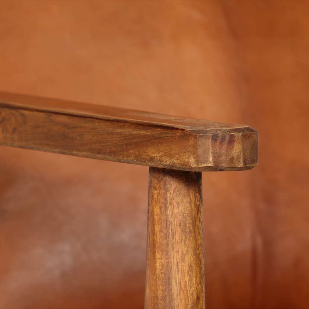 Nahast tugitool akaatsiapuidust raamiga, 52 × 65 × 72 cm - Pilt 8