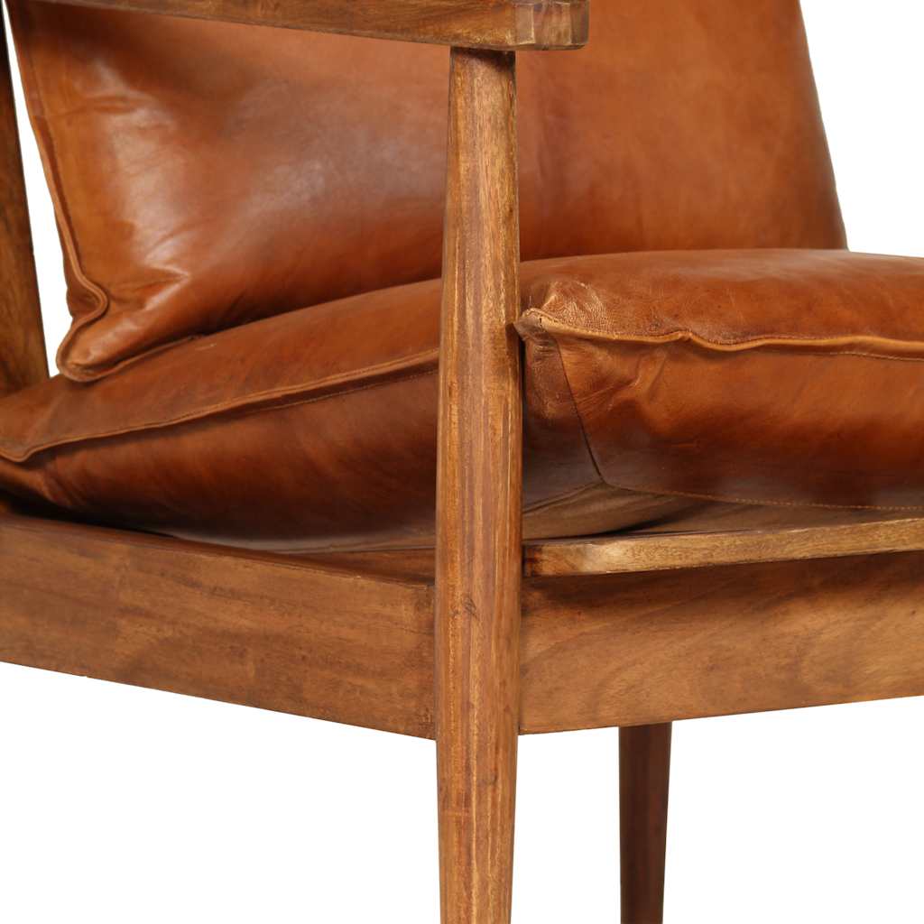 Nahast tugitool akaatsiapuidust raamiga, 52 × 65 × 72 cm - Pilt 9