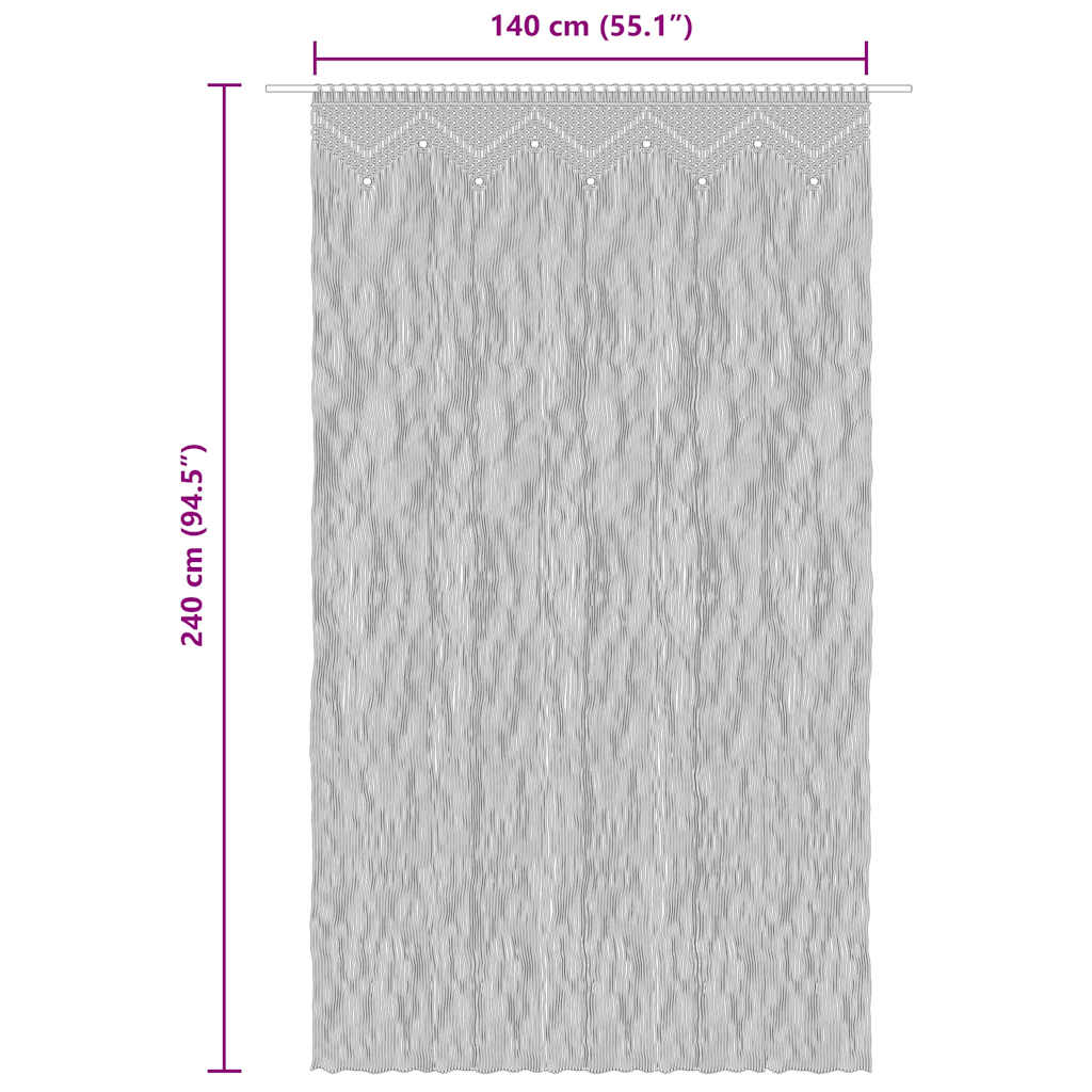 Makramee uksekardin, 140 × 240 cm – tootevaade