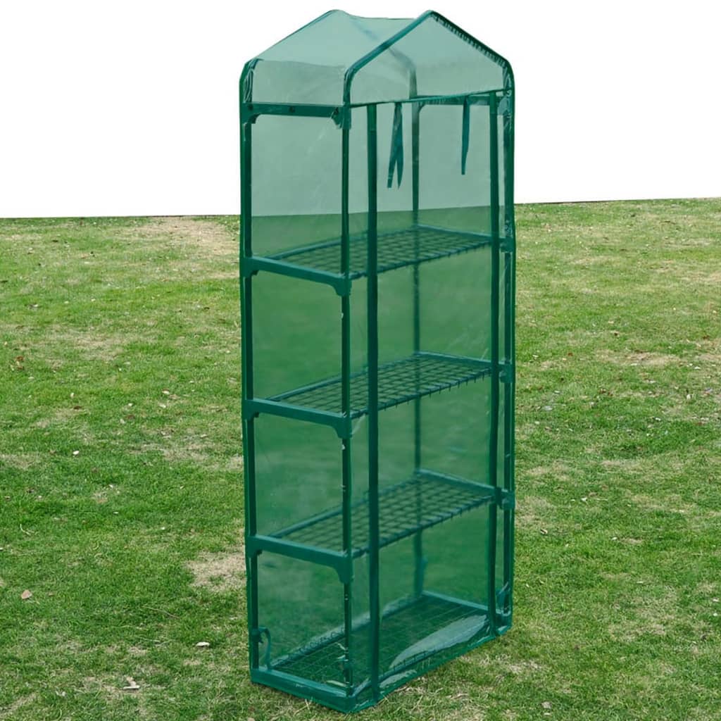 Nelja riiuliga minikasvuhoone, roheline, 69 × 32 × 160 cm