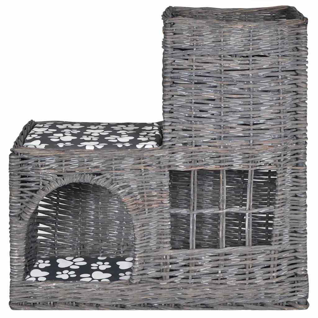 Pajuvitstest kassimaja patjadega, hall, 50 × 25 × 51 cm - Pilt 3