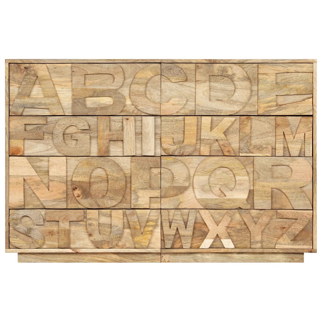 Tähestikuga mangopuidust sahtlikapp, 120 × 35 × 79 cm - Pilt 2