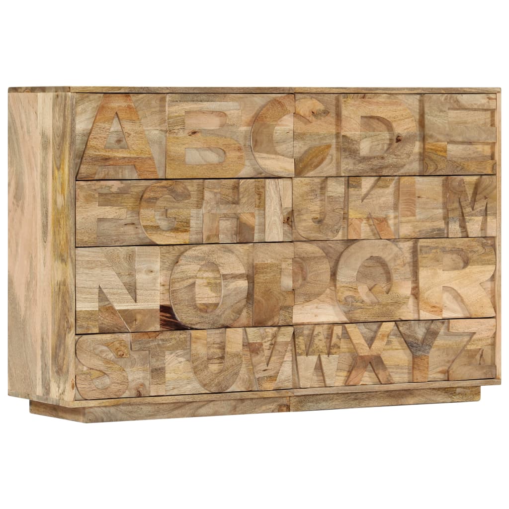 Tähestikuga mangopuidust sahtlikapp, 120 × 35 × 79 cm - Pilt 5