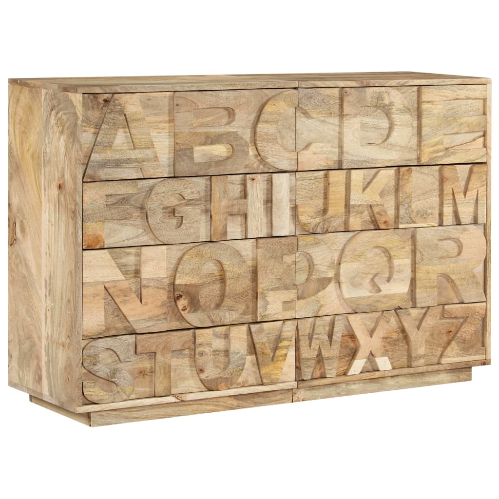 Tähestikuga mangopuidust sahtlikapp, 120 × 35 × 79 cm - Pilt 6