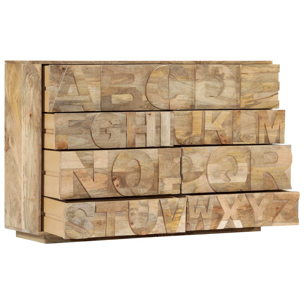 Tähestikuga mangopuidust sahtlikapp, 120 × 35 × 79 cm - Pilt 3
