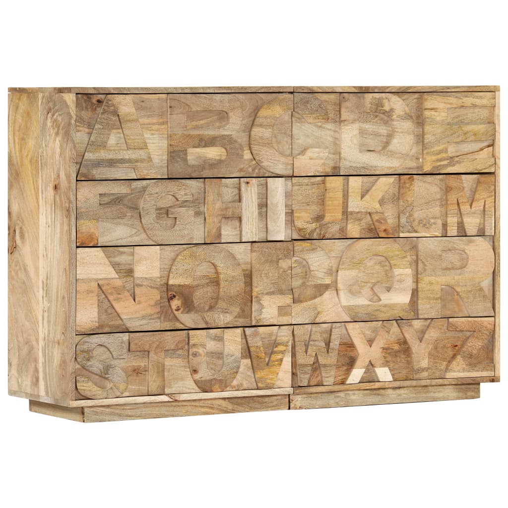 Tähestikuga mangopuidust sahtlikapp, 120 × 35 × 79 cm - Pilt 4