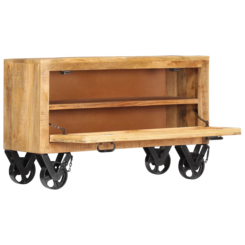 Ratastel mangopuidust jalatsikapp 86 × 35 × 55 cm - Pilt 4