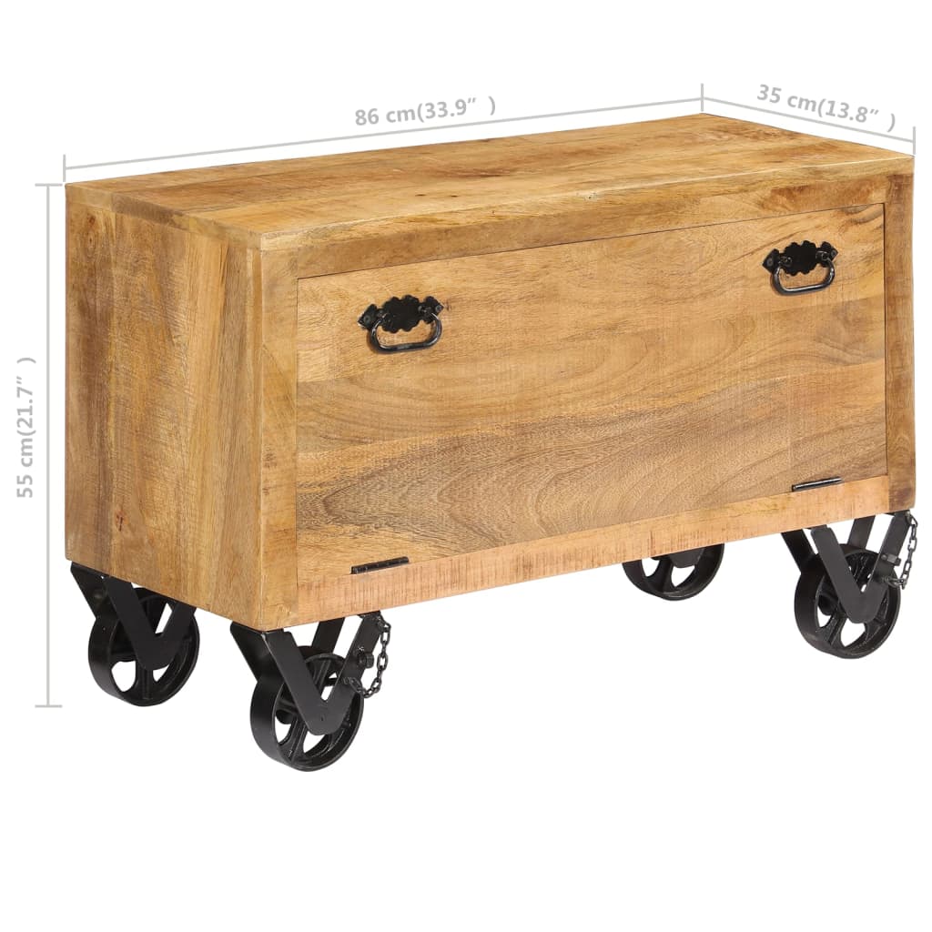 Ratastel mangopuidust jalatsikapp 86 × 35 × 55 cm - Pilt 10