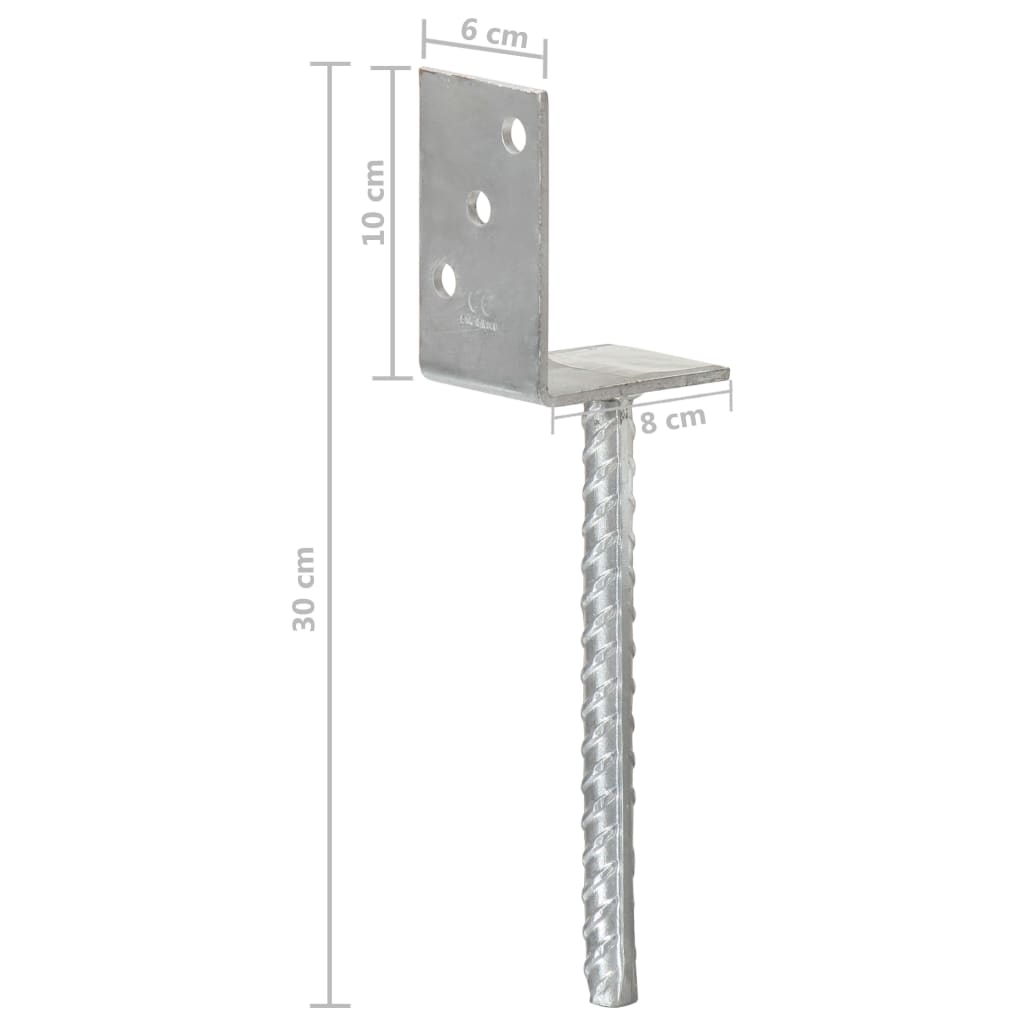L-kujulised maavaiad, 6 tk, 8 × 6 × 30 cm, kuumtsingitud teras - Pilt 7
