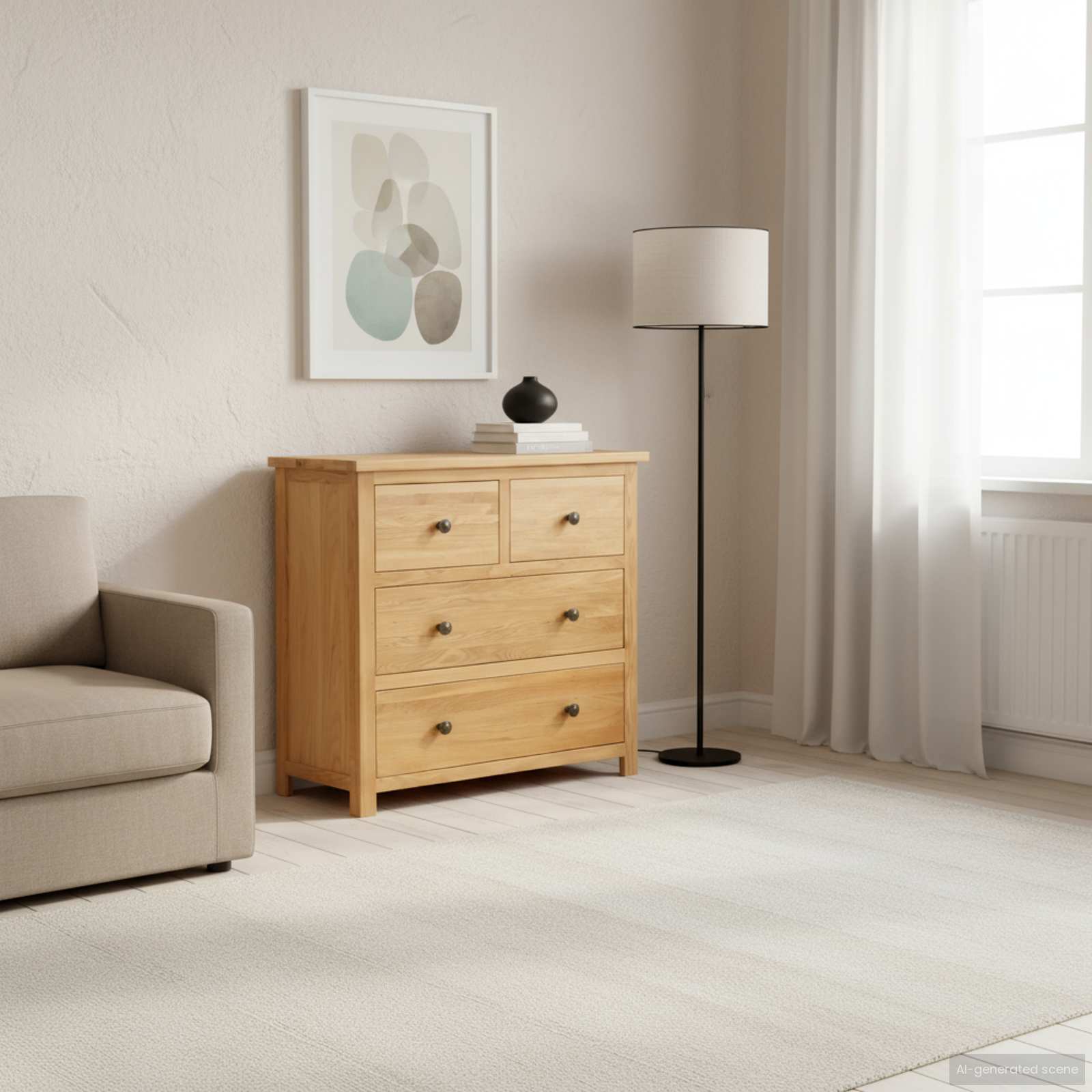Nelja sahtliga tammepuidust kummut, 80 × 35 × 75 cm