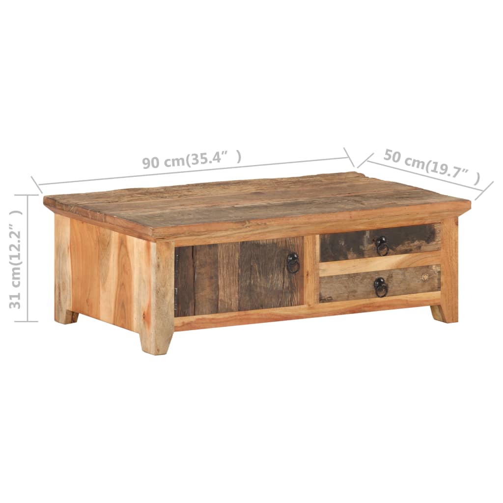 Taaskasutatud puidust diivanilaud, 90 × 50 × 31 cm - Pilt 11