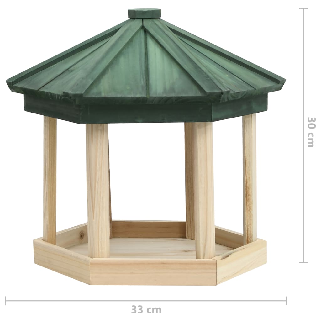 Kaheksanurkne rippuv linnusöötur nulupuidust, Ø 33 × 30 cm - Pilt 6