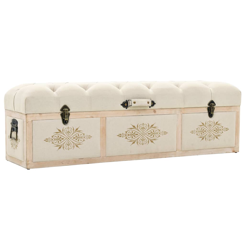 Polsterdatud hoiupink, kreemjasvalge, 110 × 30 × 38 cm