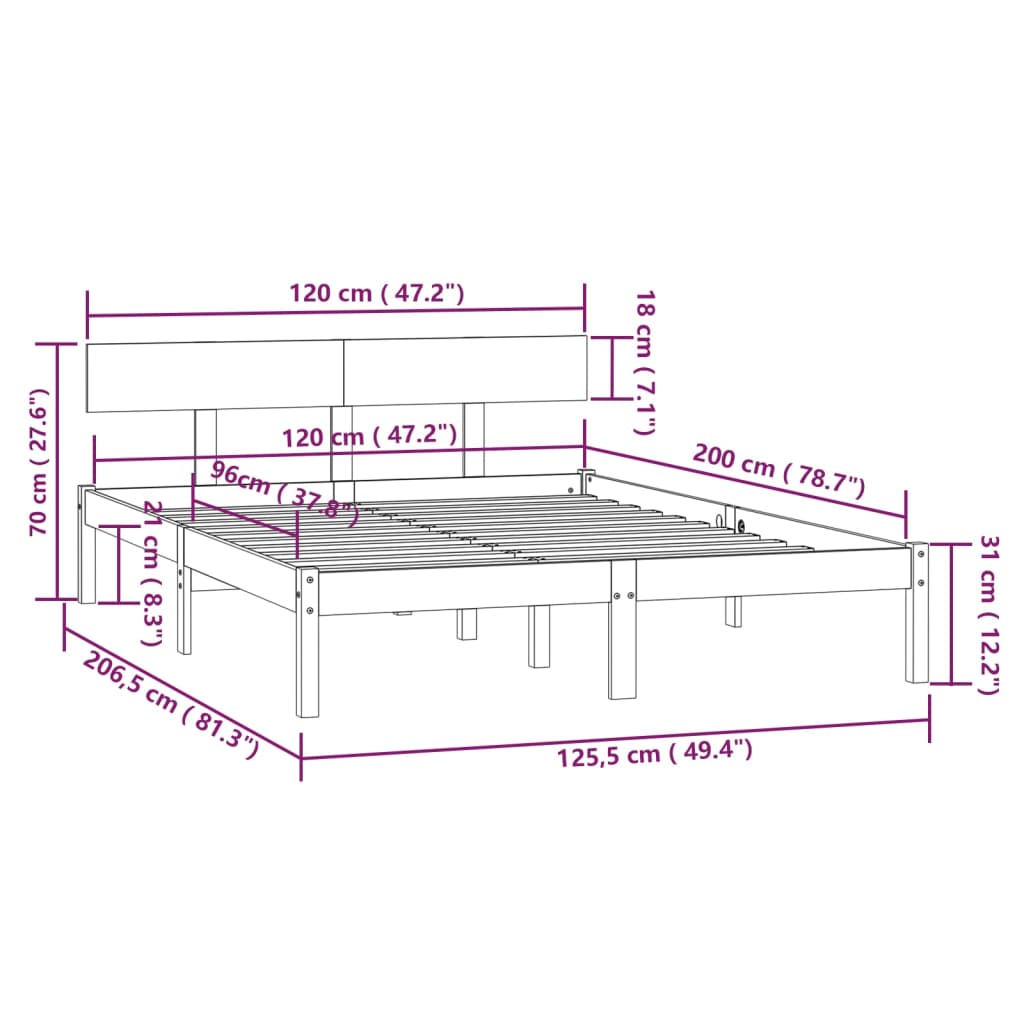 Männipuidust voodiraam 70 cm peatsiga – tootevaade