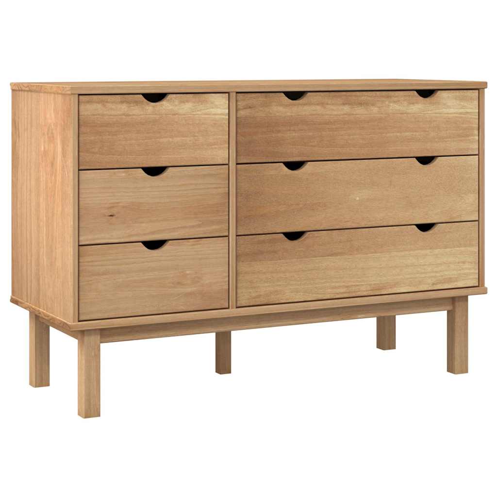 Kuue sahtliga männipuidust kummut OTTA, 111 × 43 × 73,5 cm - Pilt 2