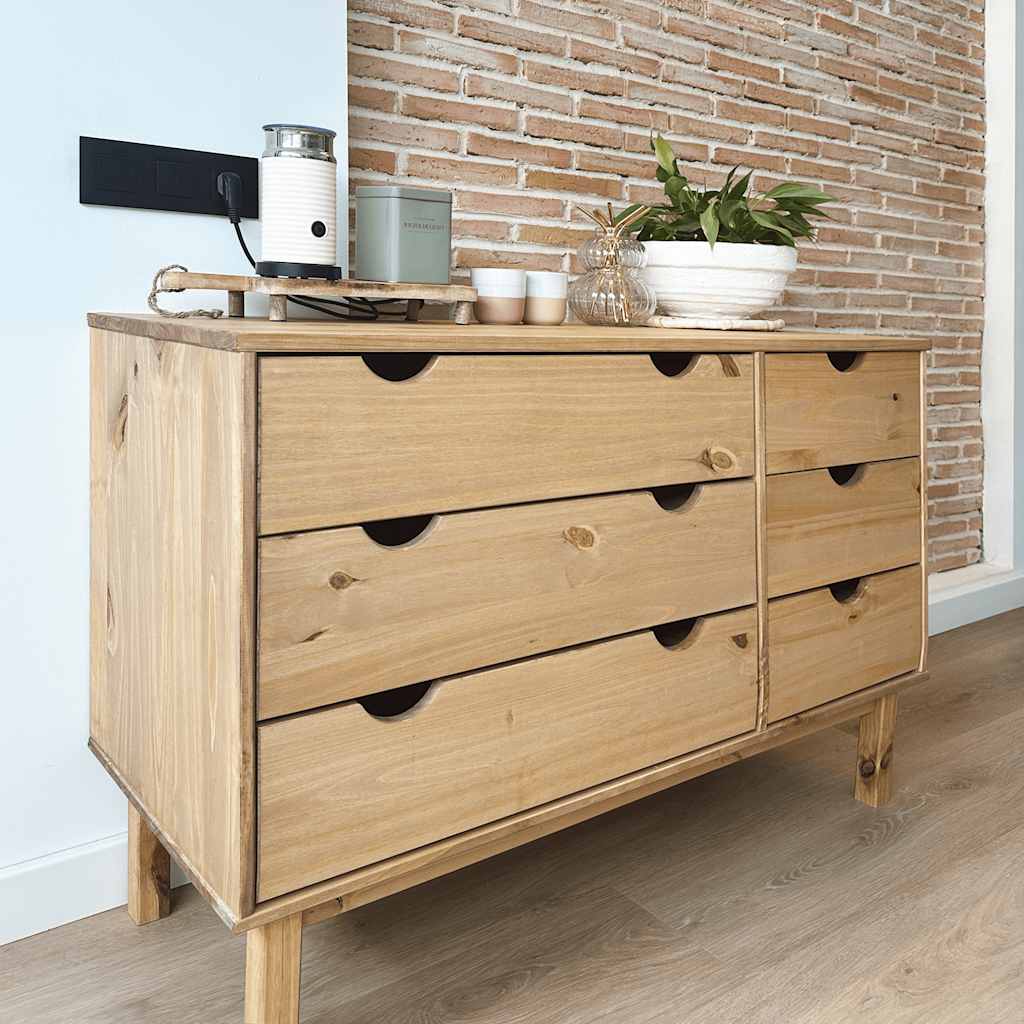 Kuue sahtliga männipuidust kummut OTTA, 111 × 43 × 73,5 cm - Pilt 3