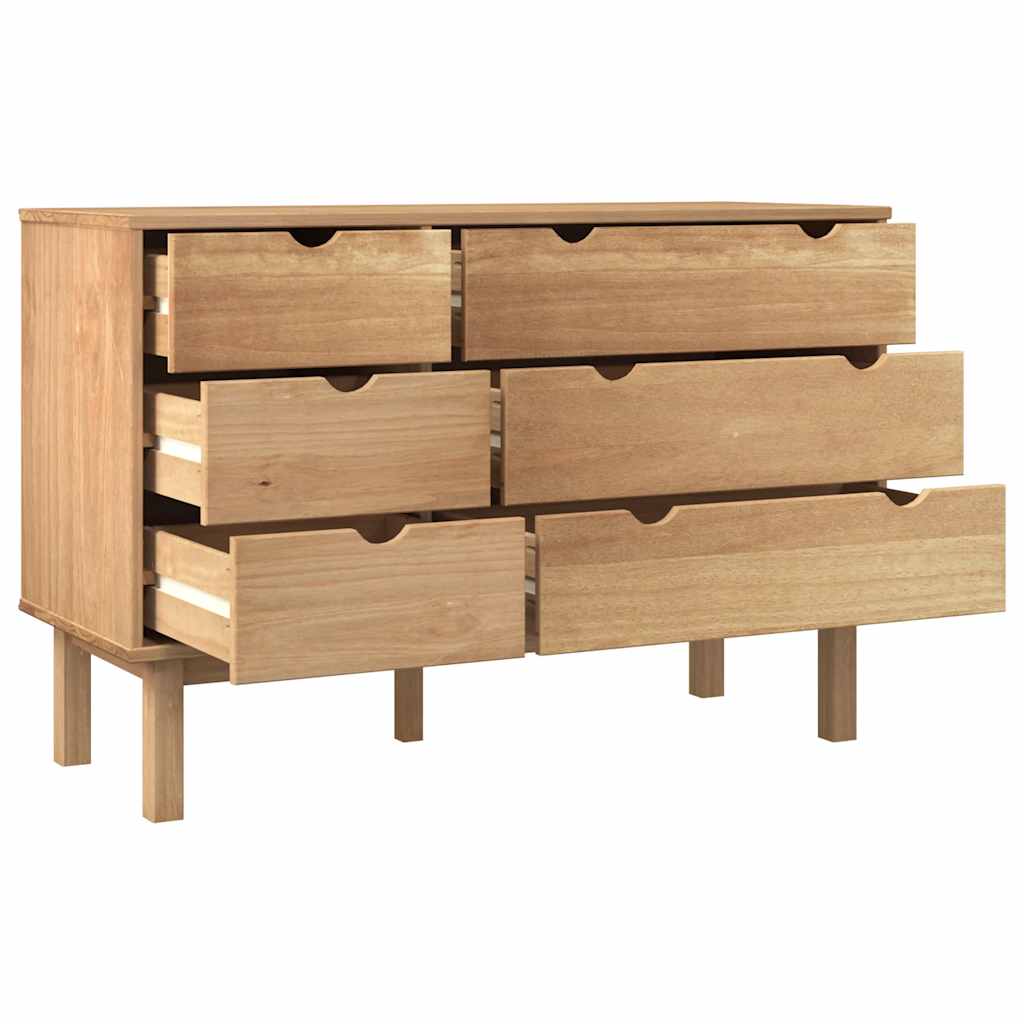 Kuue sahtliga männipuidust kummut OTTA, 111 × 43 × 73,5 cm - Pilt 5