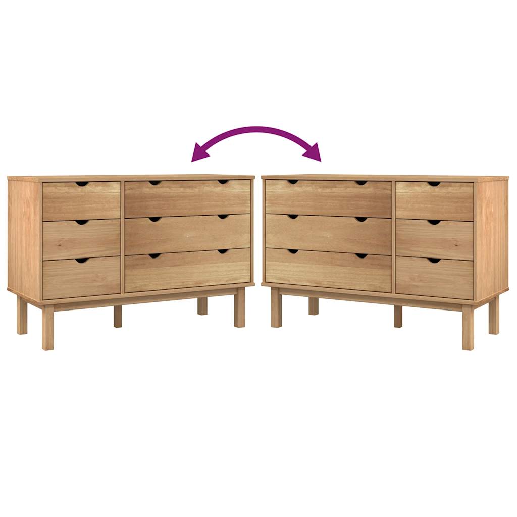 Kuue sahtliga männipuidust kummut OTTA, 111 × 43 × 73,5 cm - Pilt 8