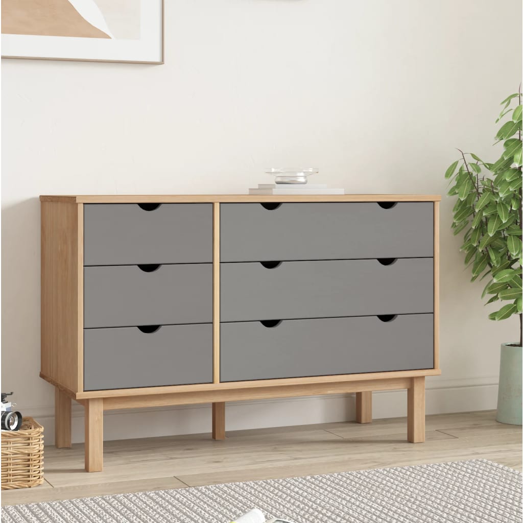 Kuue sahtliga männipuidust kummut OTTA, 111 × 43 × 73,5 cm - Pilt 11