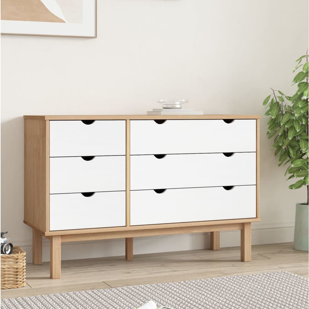 Kuue sahtliga männipuidust kummut OTTA, 111 × 43 × 73,5 cm - Pilt 13