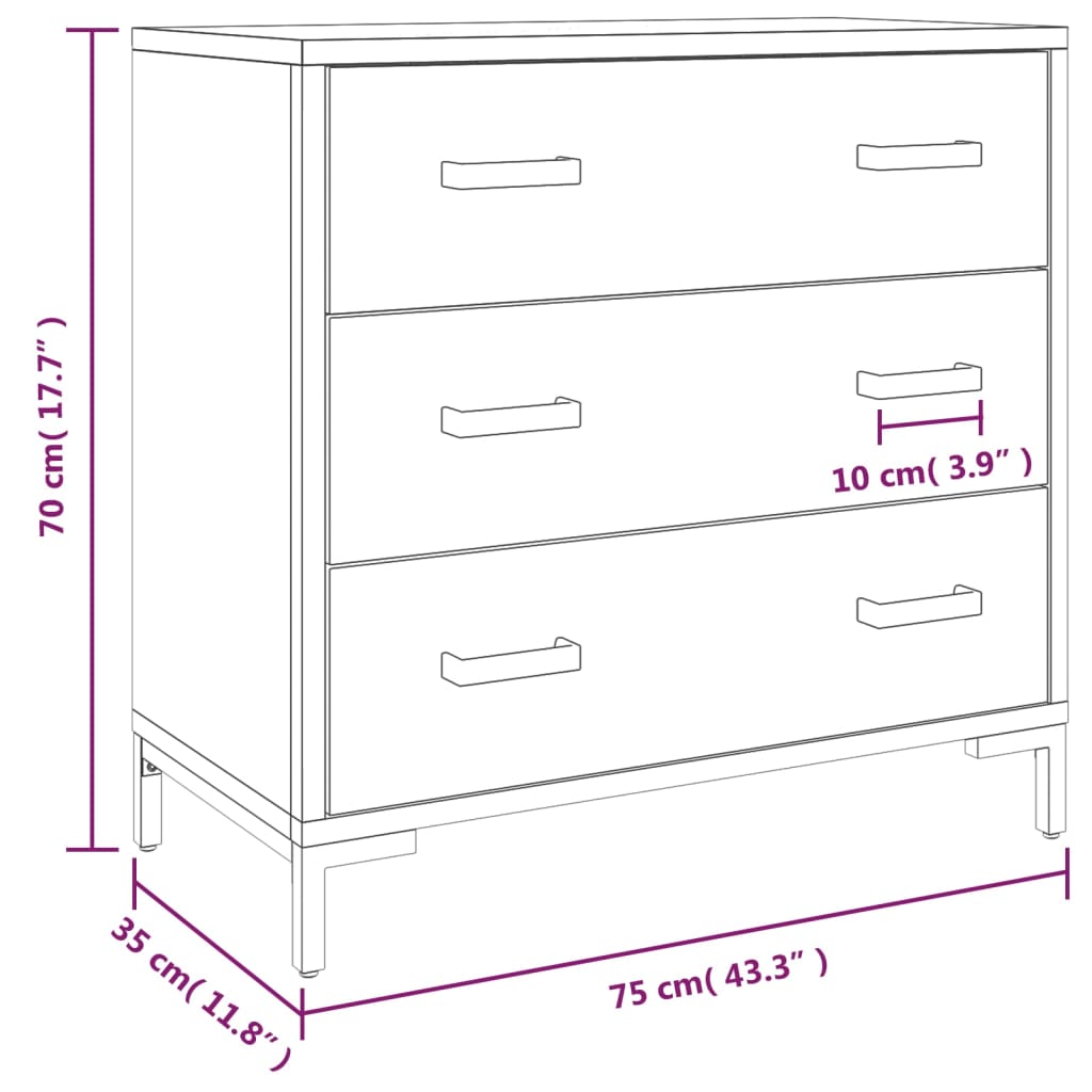 Kolme sahtliga männipuidust kummut, 75 × 35 × 70 cm - Pilt 7