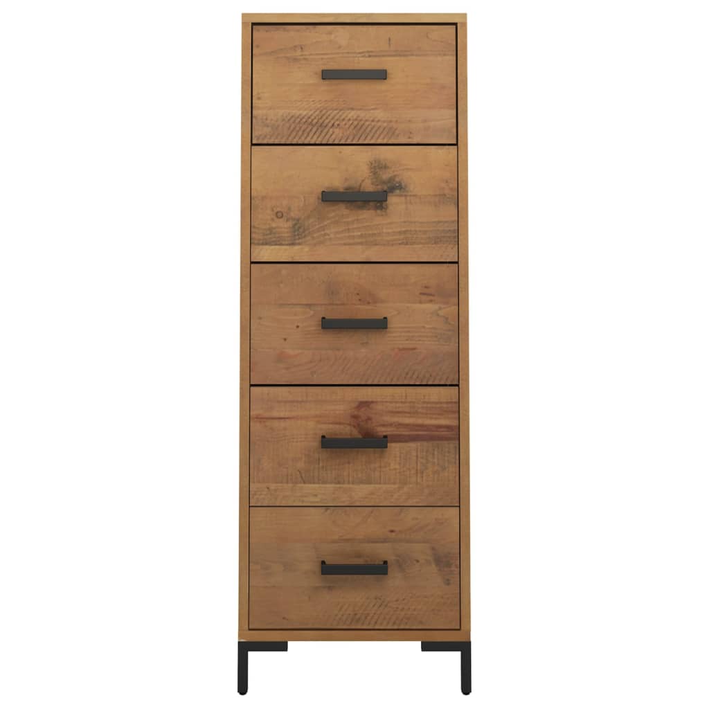 Kõrge männipuidust kummut metalljalgadel, 42 × 35 × 110 cm - Pilt 3