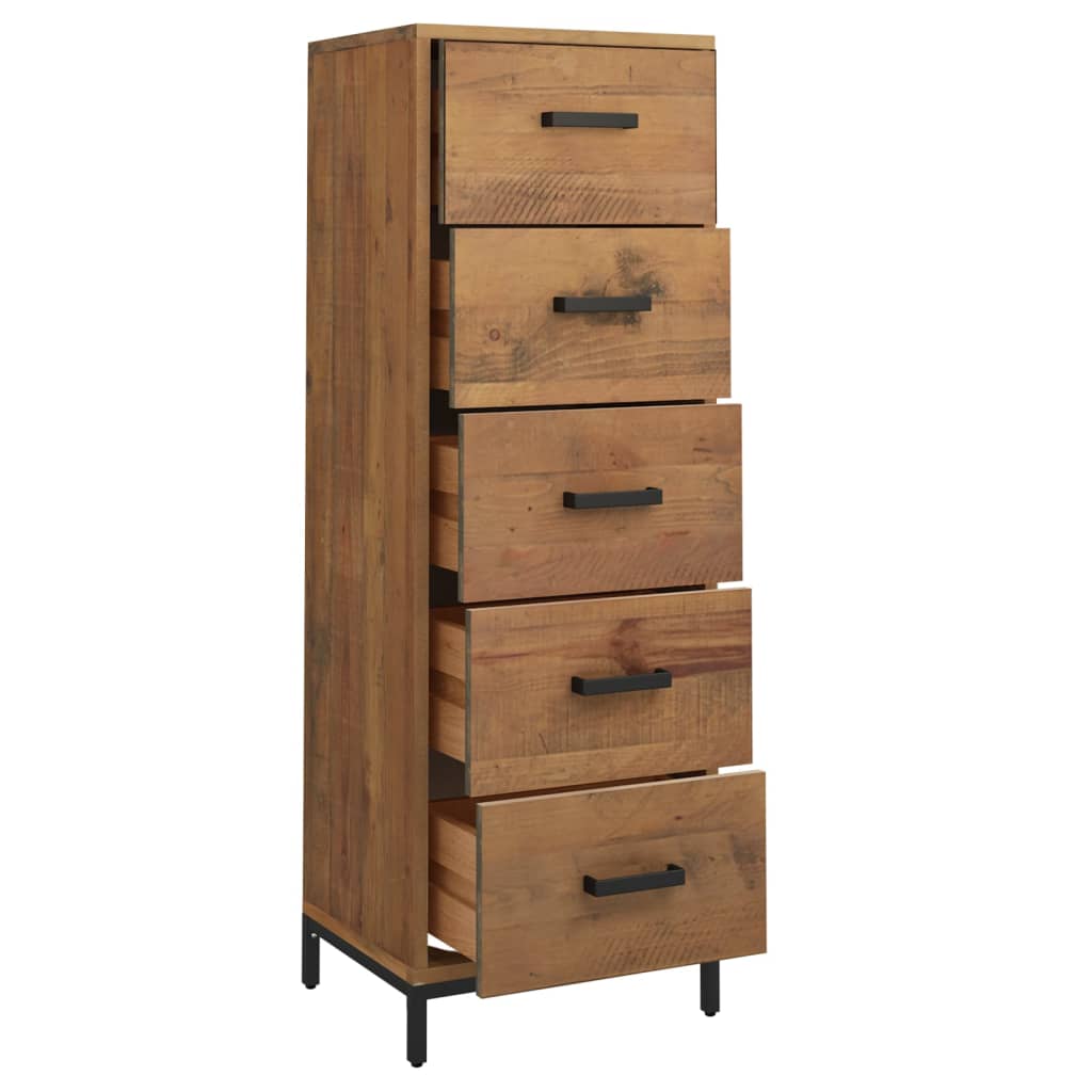 Kõrge männipuidust kummut metalljalgadel, 42 × 35 × 110 cm - Pilt 4