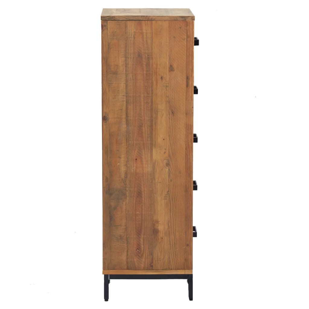 Kõrge männipuidust kummut metalljalgadel, 42 × 35 × 110 cm - Pilt 5
