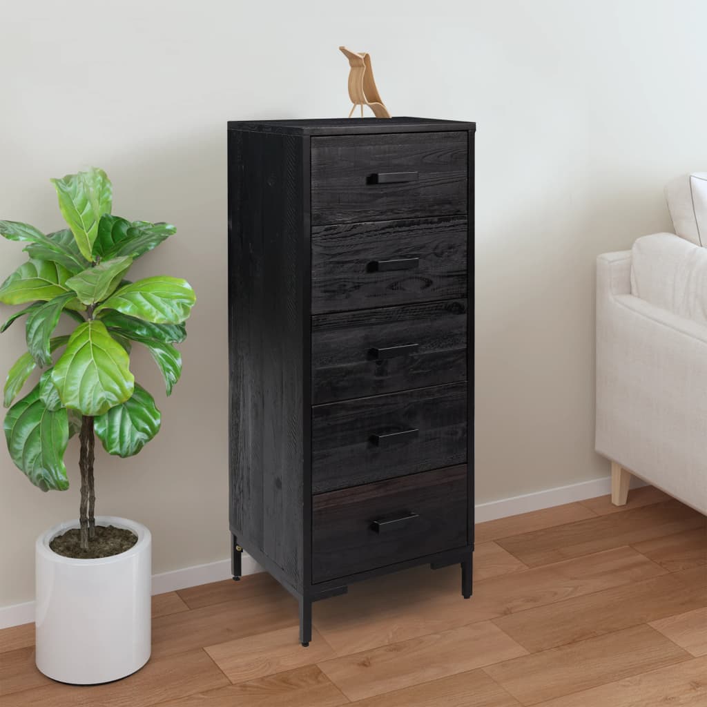 Kõrge männipuidust kummut metalljalgadel, 42 × 35 × 110 cm - Pilt 9