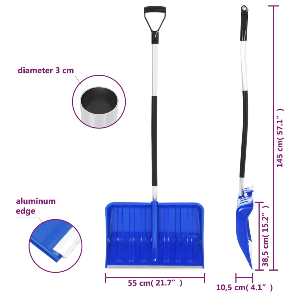 Lumelabidas kumera alumiiniumvarrega, sinine, 145 cm - Pilt 6