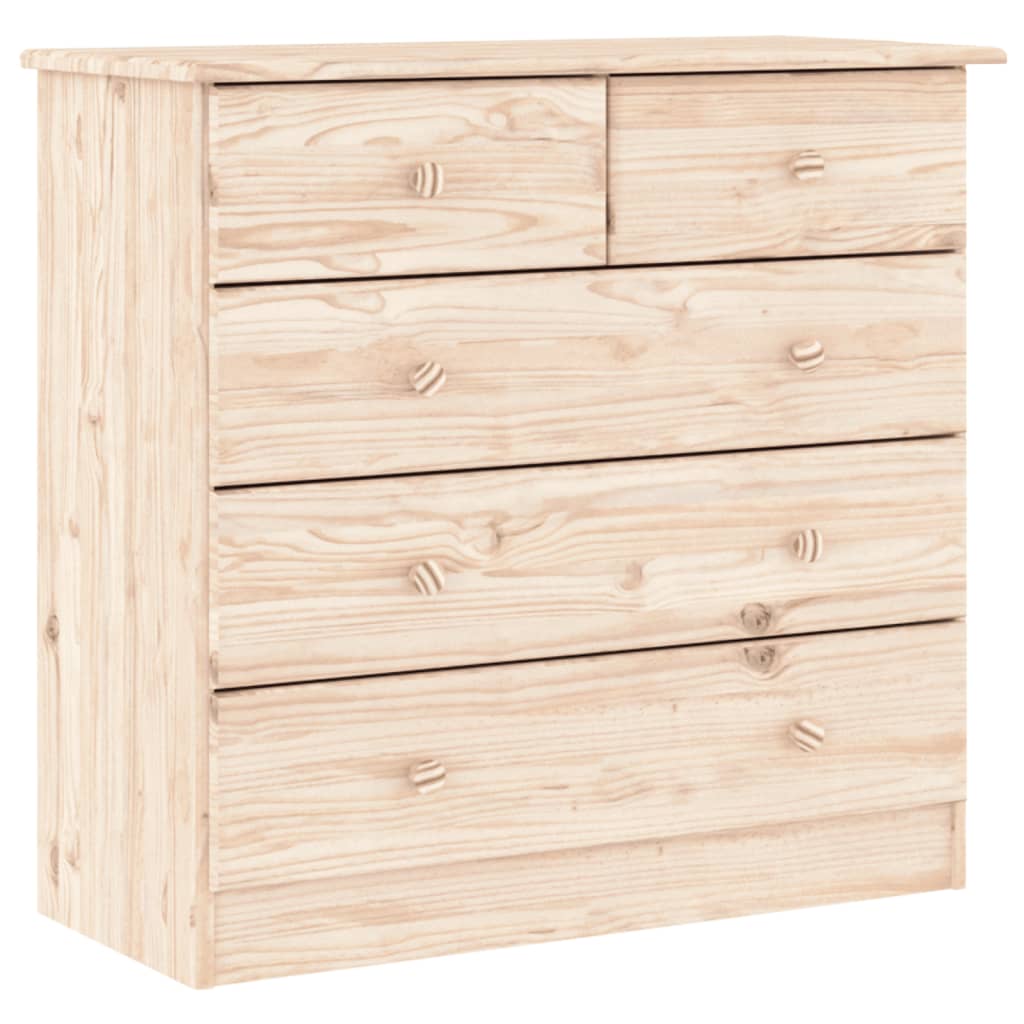 Viie sahtliga männipuidust kummut ALTA, 77 × 35 × 73 cm - Pilt 2
