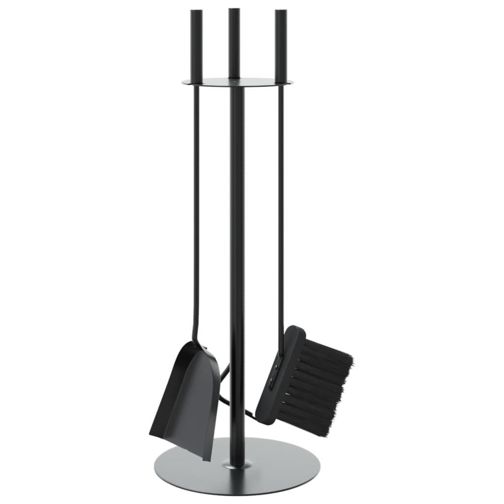 4-osaline terasest kaminatarvikute komplekt, must, 59 cm - Pilt 2